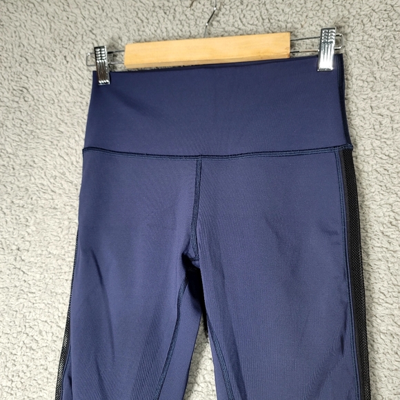 Lululemon High Times Pant (Wing Mesh) Leggings Womens 4 Deep Navy Luxtreme Yoga - Picture 7 of 16